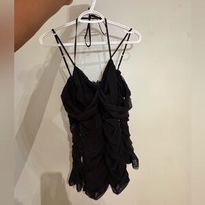 Black Ruched Mini Dress 👗🥂🖤